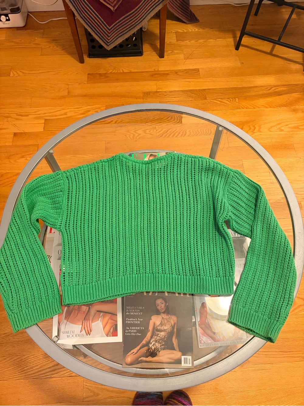 100% Cotton Evergreen Cropped Rib-Knit Sweater - Women's - Picture 6 of 8